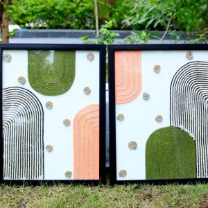 Boho Thread Art Wall Frames – Set of 2 | Handmade Abstract Arch Décor